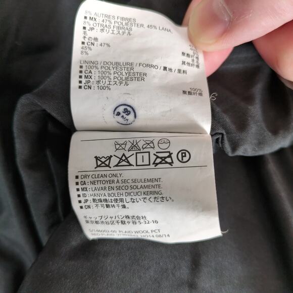 Old Navy Wool Blend Buffalo Plaid Coat Women's L Double Breasted Lined Pockets - Picture 9 of 10